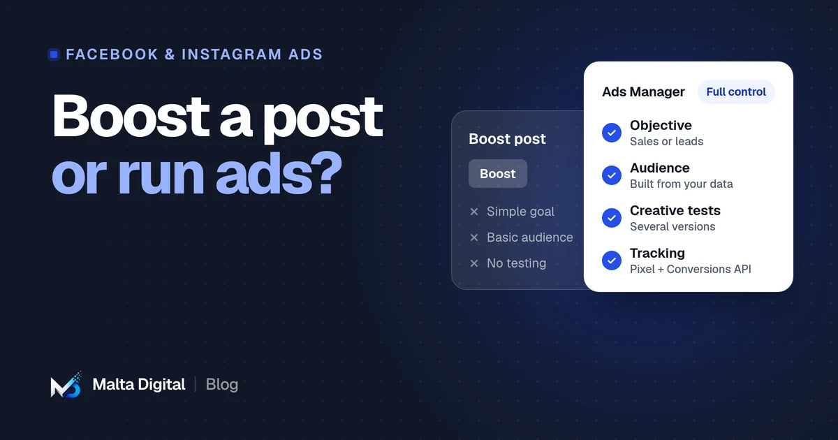 Malta Digital blog: Facebook ads vs boosted posts