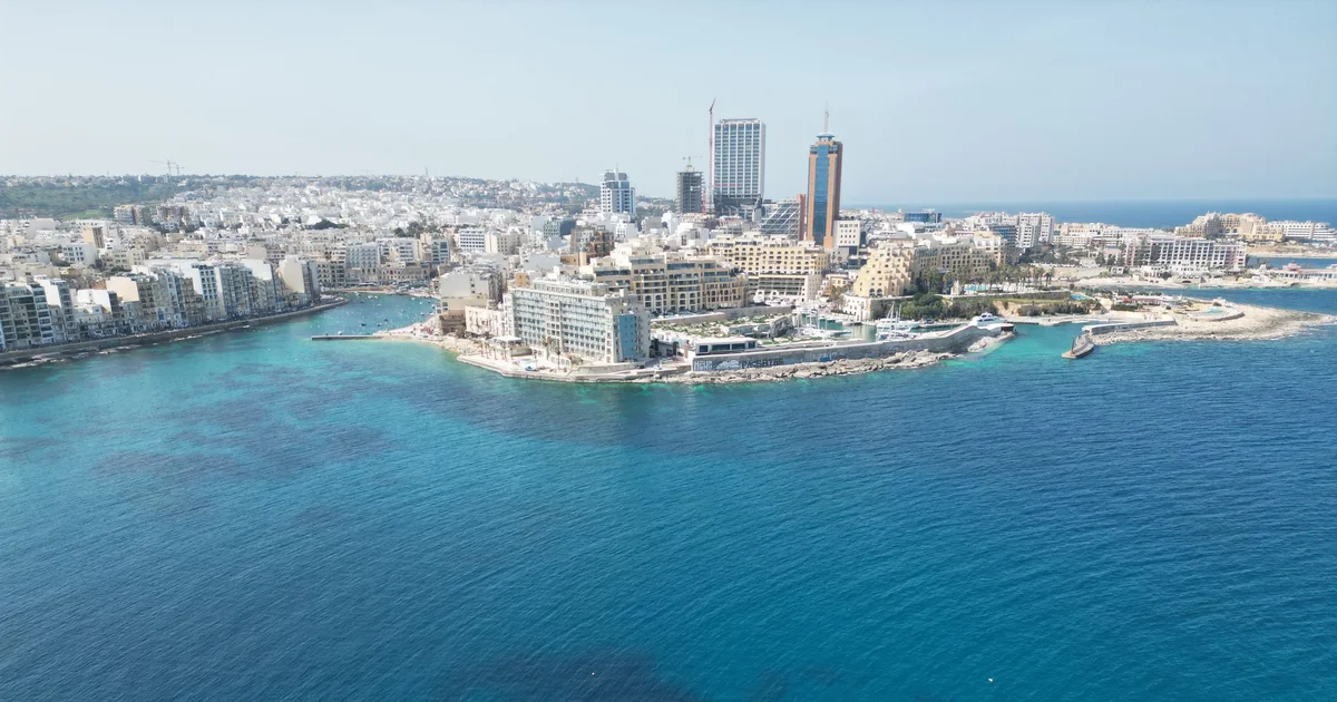 Aerial view of St Julian’s and Balluta Bay in Malta, the kind of local area Facebook ads location targeting is set around