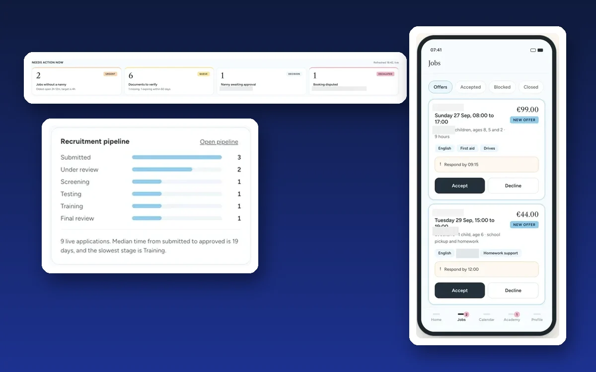 Case study: One platform for bookings, nannies and clients.