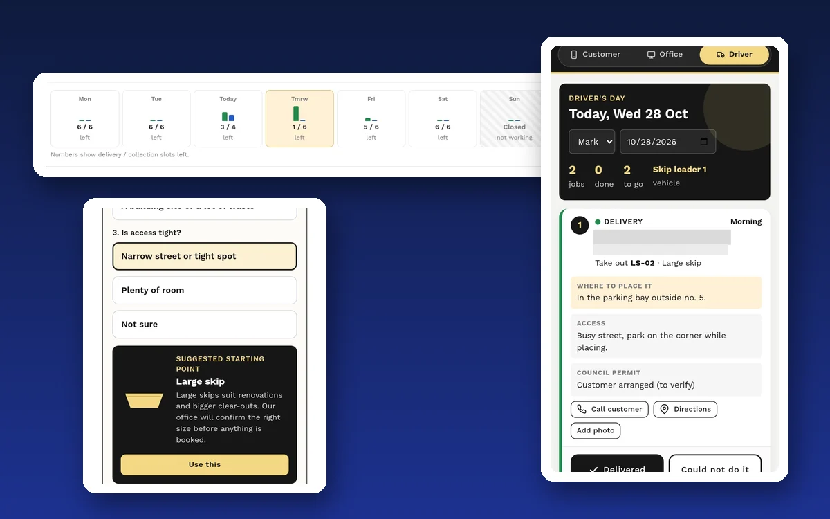 Case study: Skip bookings and dispatch, in one system.