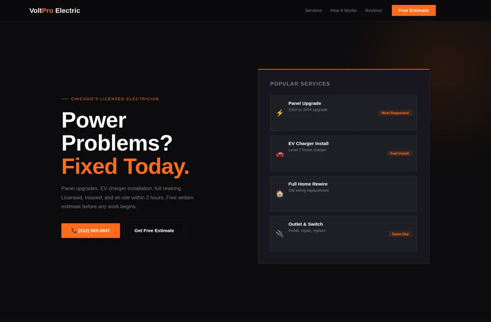 Volt Pro Electric website preview