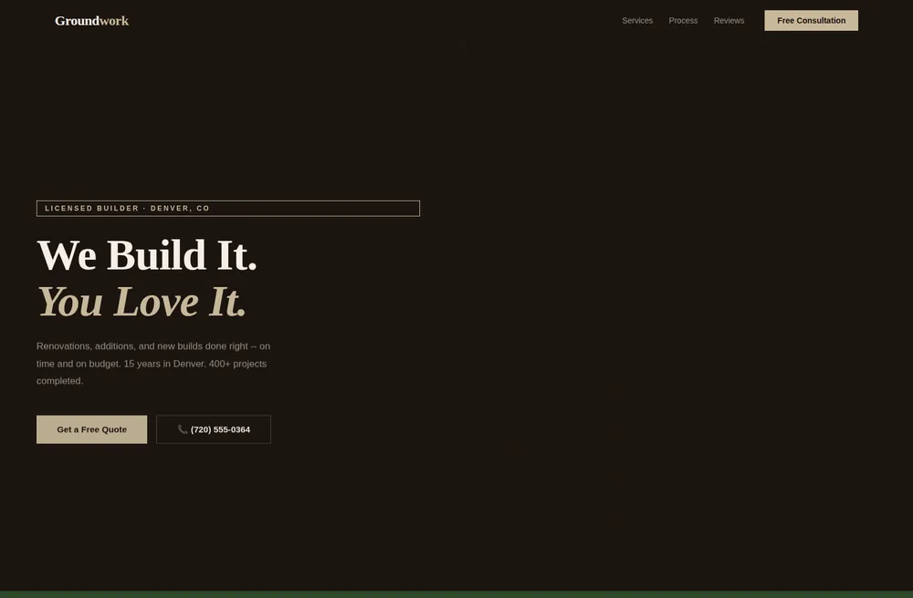 Groundwork Construction website preview