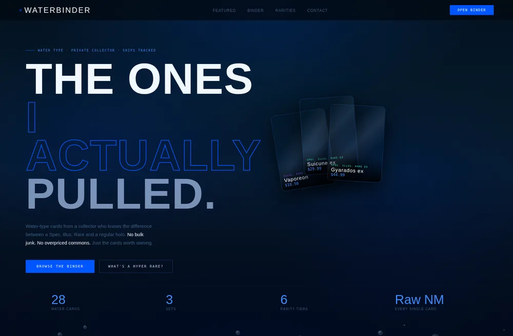 WaterBinder website preview