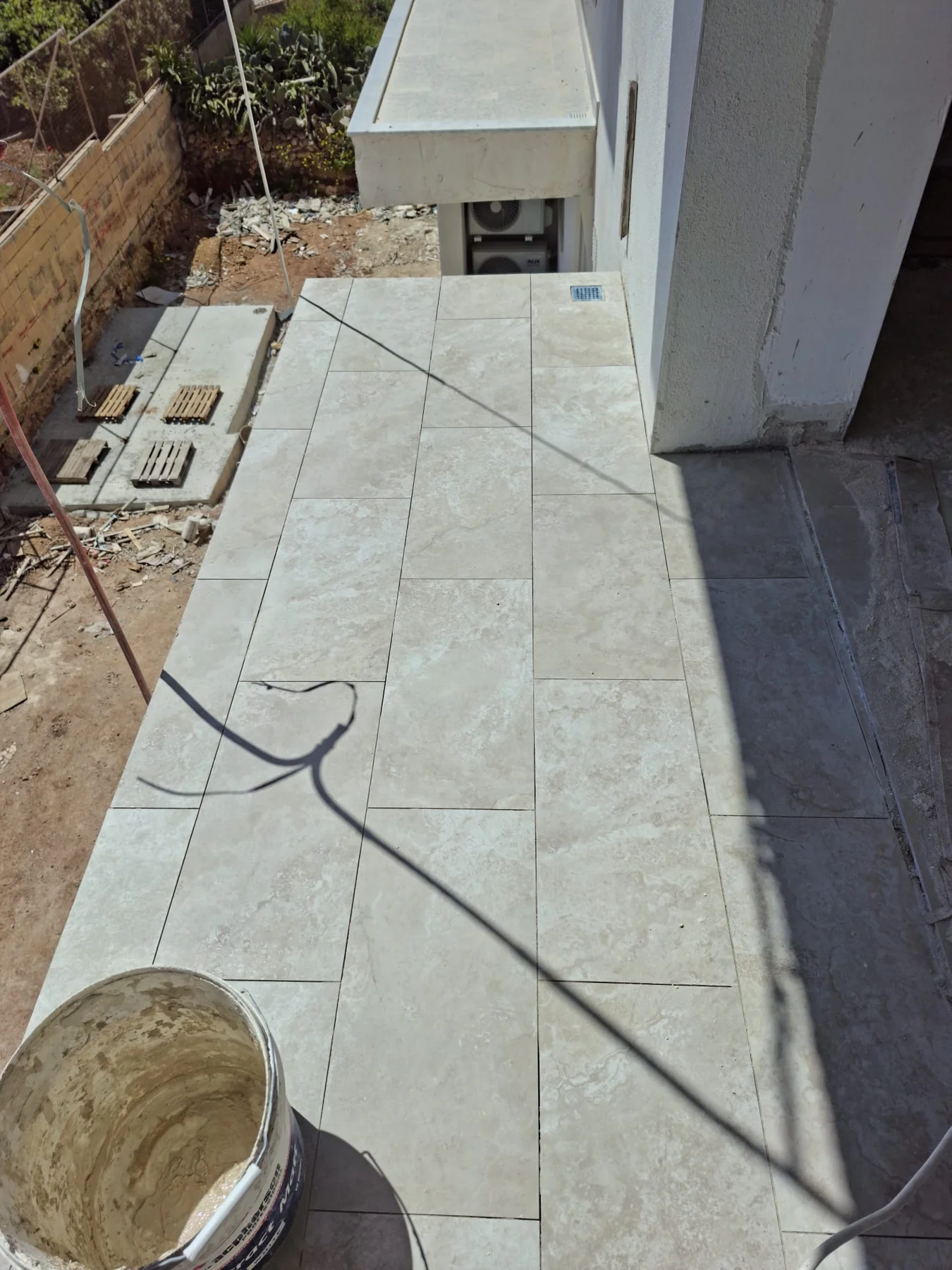 Completed exterior terrace tiling on a Gozo property