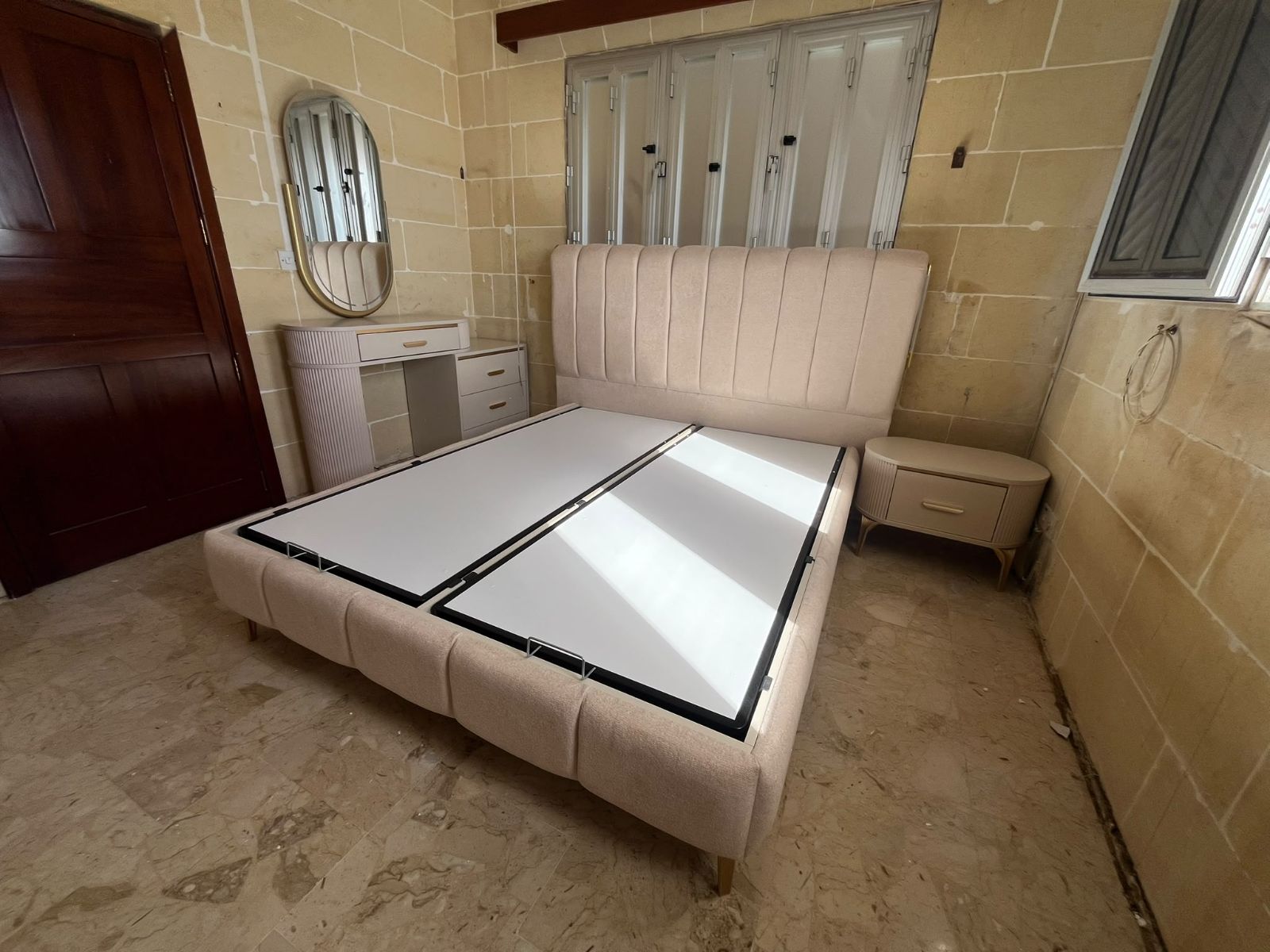 Upholstered bed and bedside tables — Bedrooms & Wardrobes, Malta