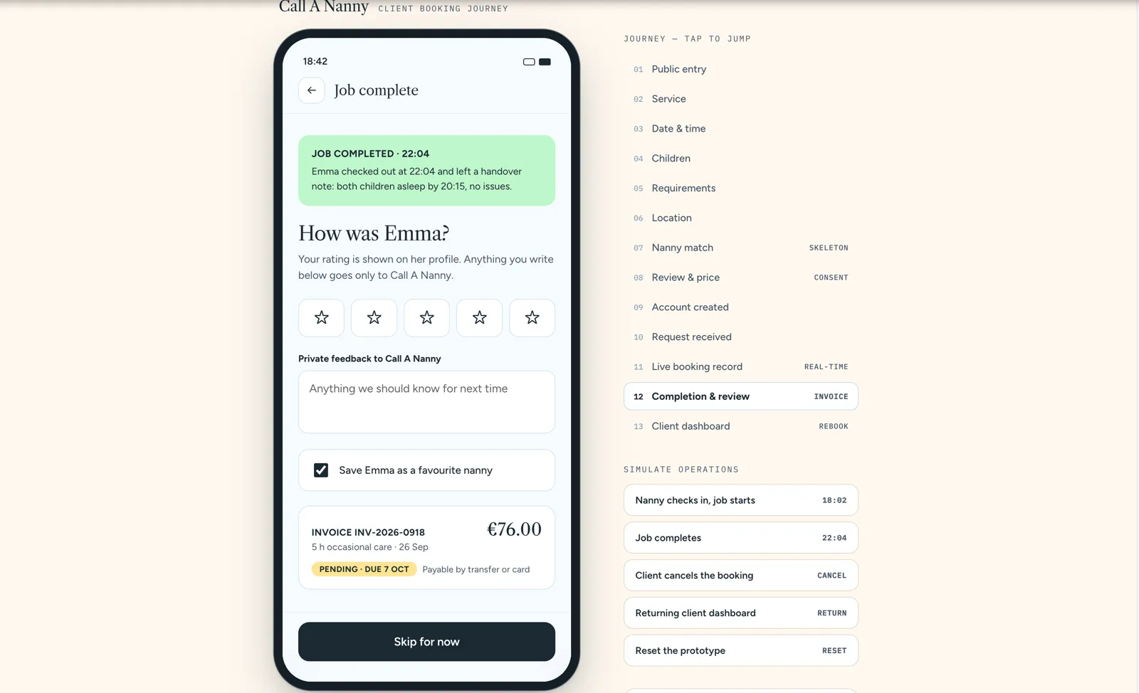 Client journey, step 16