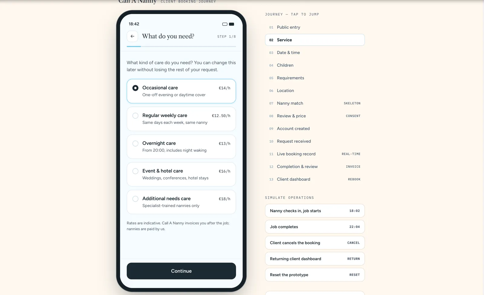 Client journey, step 2