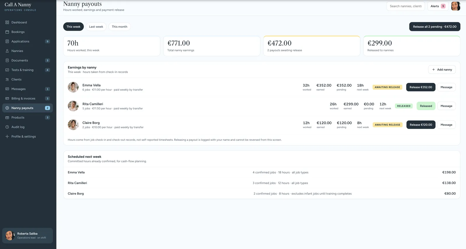 Nanny Payouts