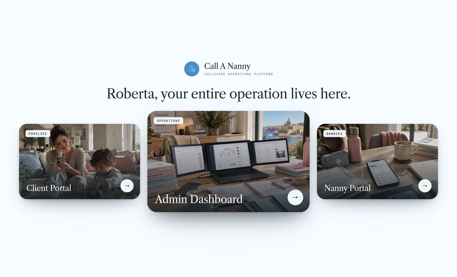 Call A Nanny portal home